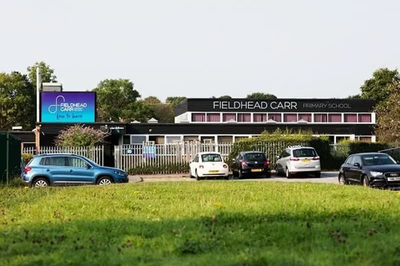 An image of a school's exterior signage.